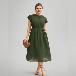 BloomChic Olive Textured Midi Dress 18-20 (XXL)